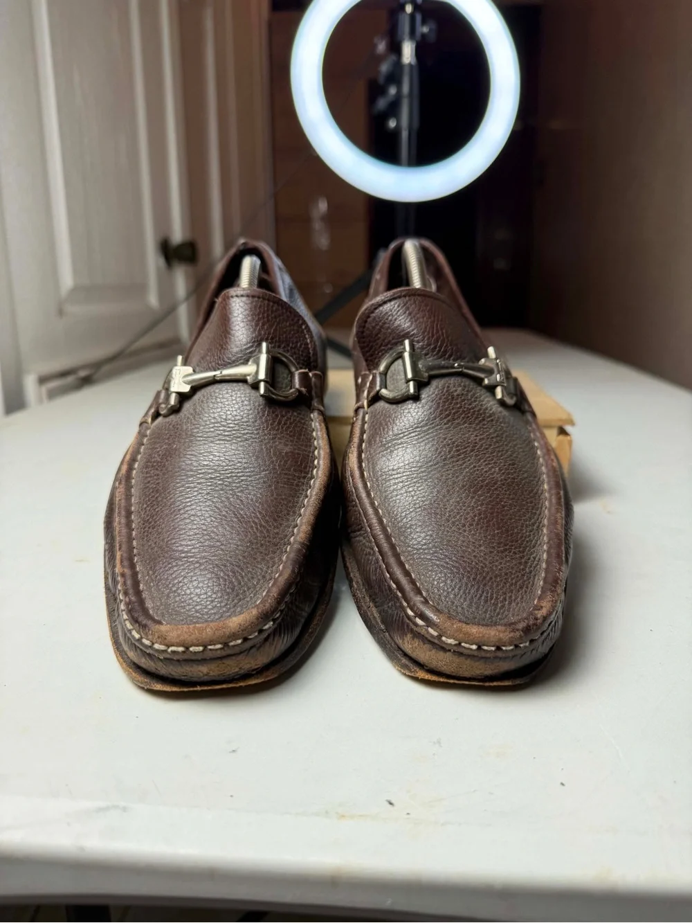 FERRAGAMO Men's Grandioso Grained Calfskin Gancini Loafer Sz 10